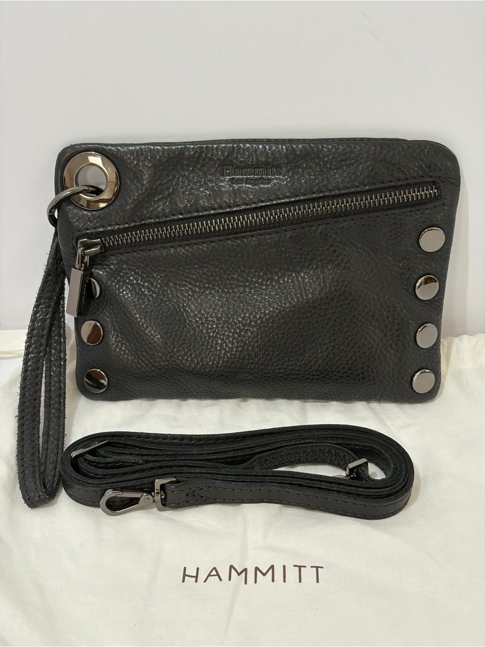 Hammitt Black Small Nash Crossbody With Gunmetal Rivets